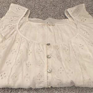 Lovestitch Cream Eyelet Button-Front Blouse